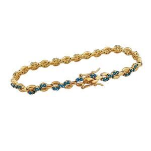 NWT Vintage 14Kt Gold Plated Capri Blue Twisted CubicZirconia Tennis Bracelet 7"